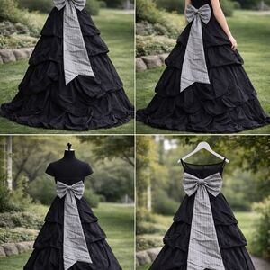 Elegant Black Evening Gown with Bow